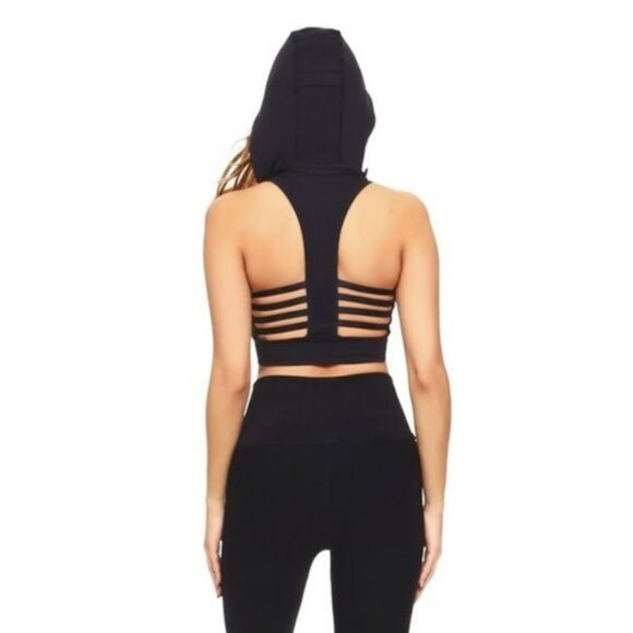 Yelete Caged Back Sports Bra With Hoodie Racerback Medium Support Removable Cups - Picture 5 of 5